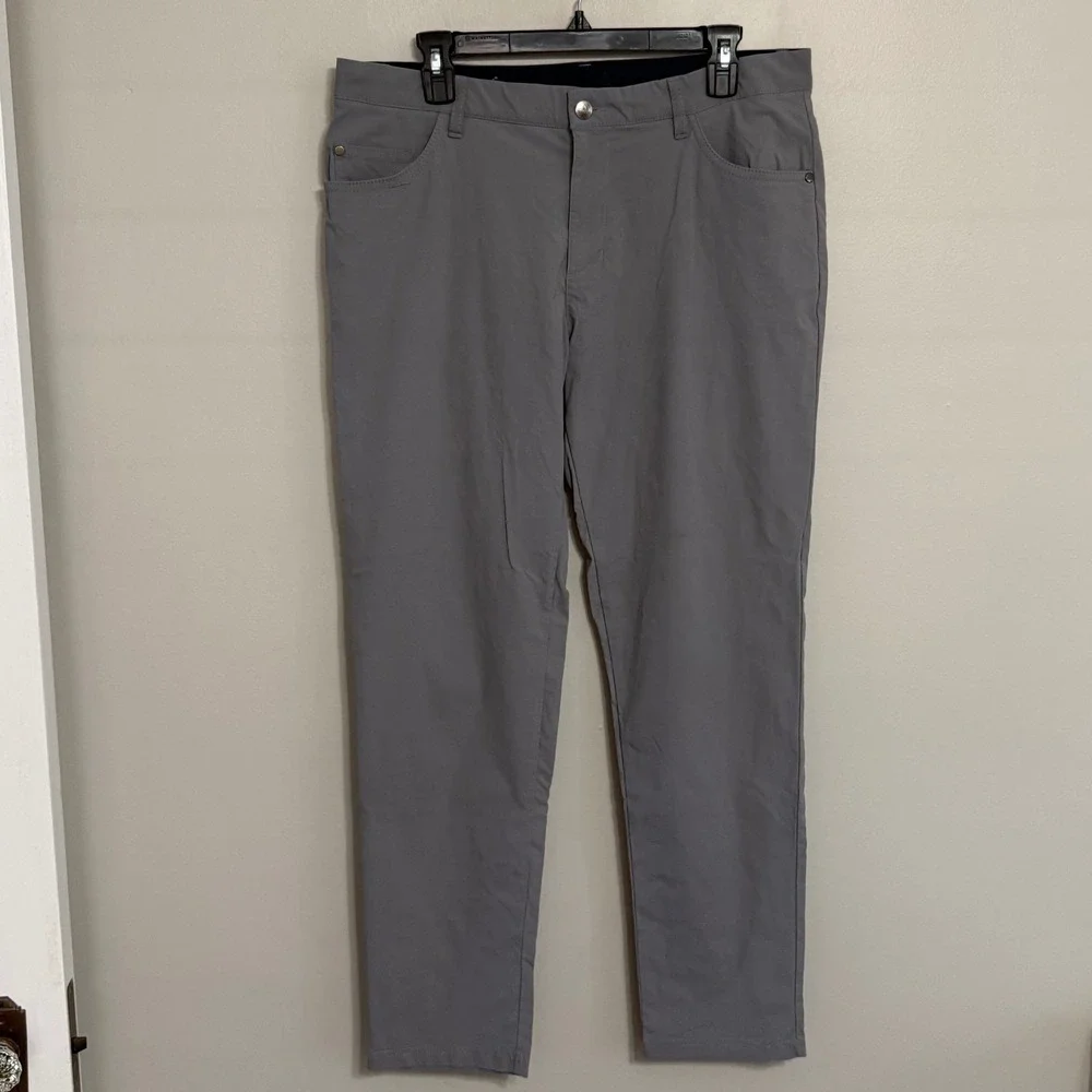 Adidas 365 Mens 34x32 (Actual 34x30) Gray Go-To 5 Pocket Tapered Fit Golf Pants